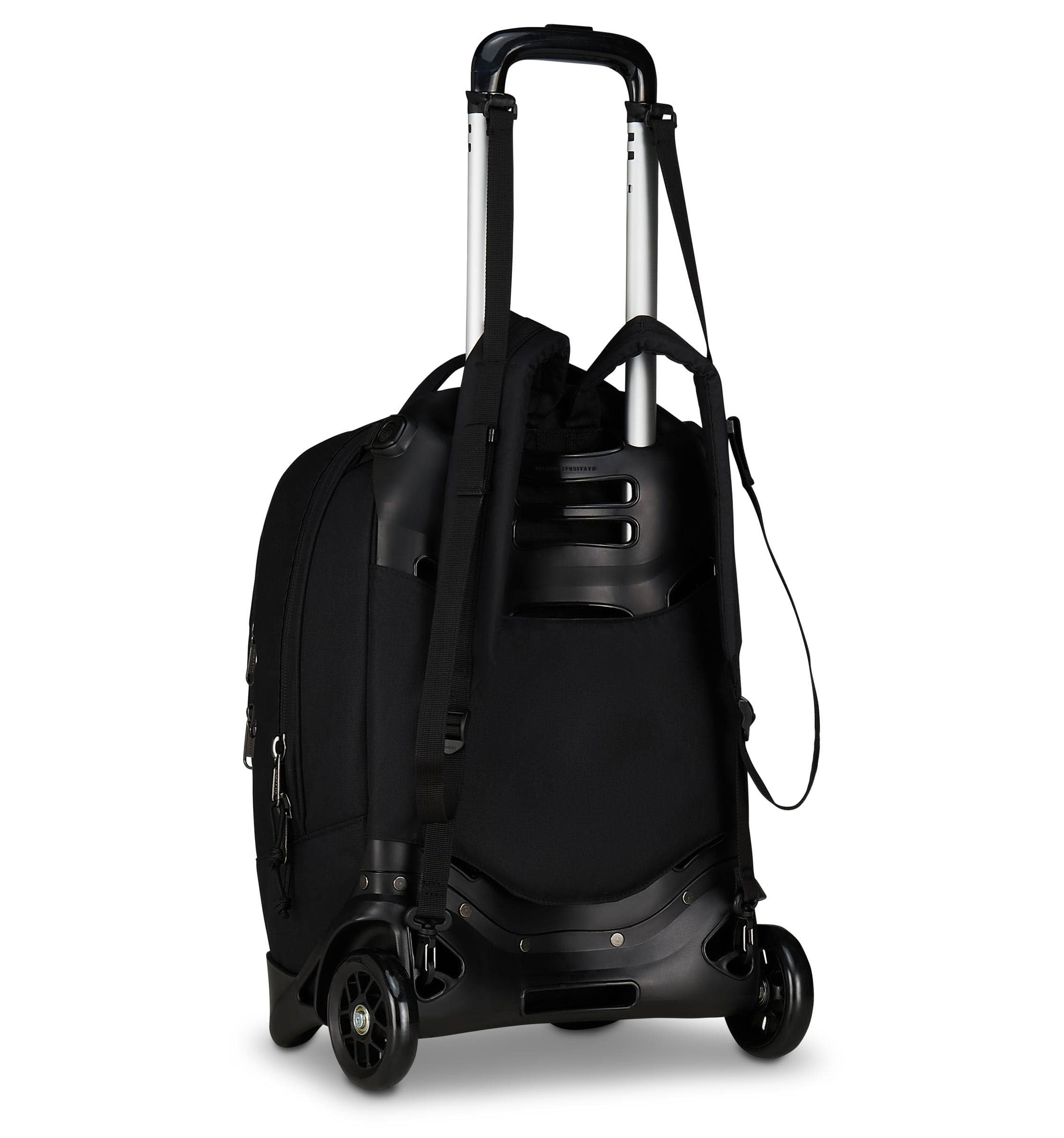 Invicta Trolley Scuola Plug, Nero, 3 in 1, Zaino Doppio Scomparto Con Carrello Sganciabile, Tasca Per PC, Tasca Per Borraccia, 34 lt, Scuola Media e Superiore, Viaggio, Zaino Ragazza, Ragazzo