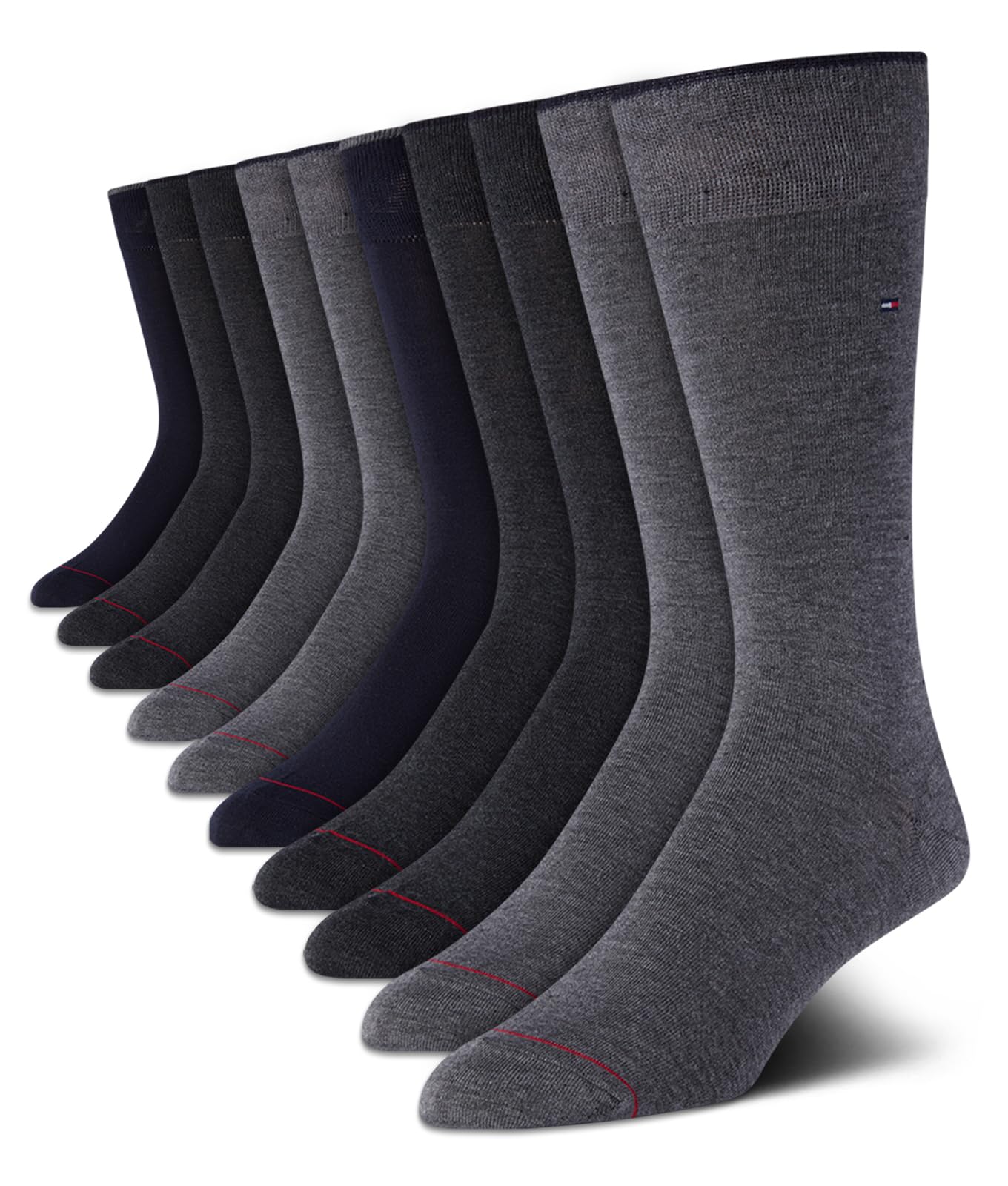 Tommy Hilfiger Mens 10 Pack Lightweight Everyday Dress Crew Socks