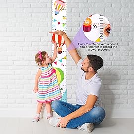 Beinou Baby Growth Chart for Wall Height Chart for Kids Wood Frame Measure Ruler 7.9in x 79in Canvas Hanging Height Measurement for Wall Decor