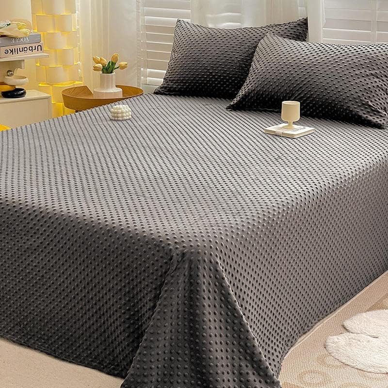 Miniatura 4 de Sábana de cama de punto Minky sólido, sábana de forro polar de terciopelo cálido, sábana encimera, manta de cama ligera, individual, gris oscuro