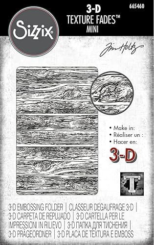 Miniatura 5 de Tim Holtz Alterations Sizzix 3D Texture Fades - Carpetas en relieve - Mini madera, mini adoquines y mini ladrillos - Paquete de 3 artículos