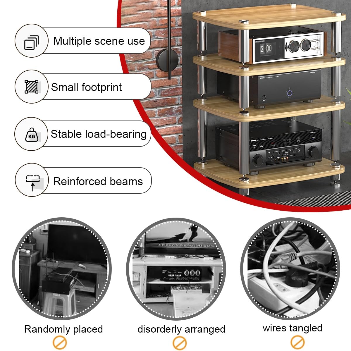 Modern O-Rack - Soporte AV para consolas de juegos, pequeño armario de esquina para TV, centro de entretenimiento con acabado blanco (10 cm)