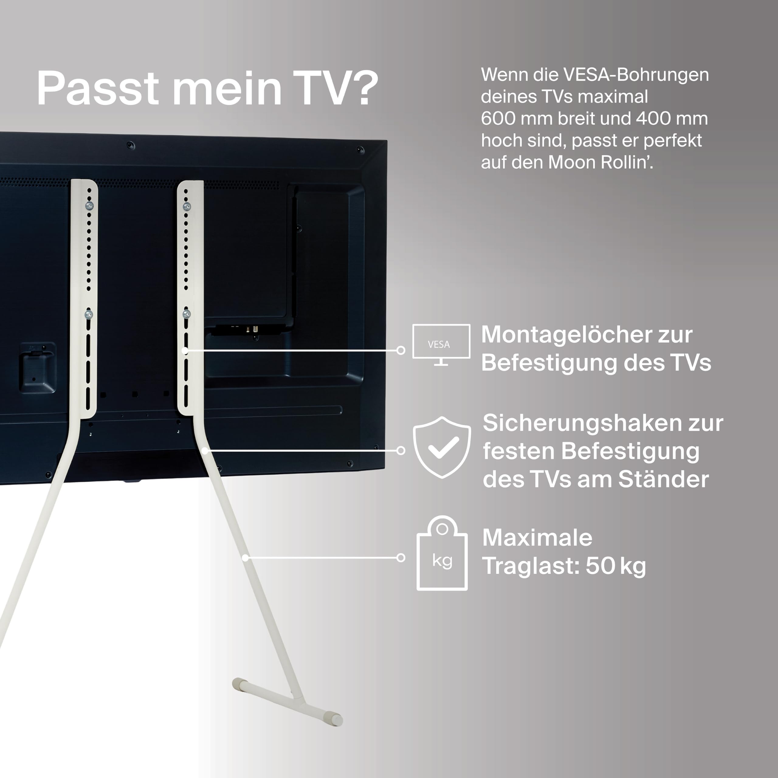 Pedestal Viva TV-standaard voor 32 tot 70 inch | hoogwaardige tv-standaard in modern design | robuuste stalen tv-poten | stijlvolle tv-standaard met schuine poten en afgeronde poten (roze