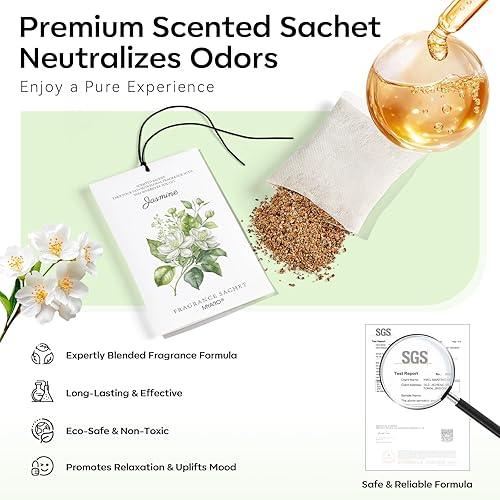 Miniatura 4 de MYARO 12 Packs Jasmine Scented Sachets for Drawer and Closet, Long-Lasting Air Freshener Sachet Bag Drawer Car Bathroom Deodorizers Fresh Scent Home