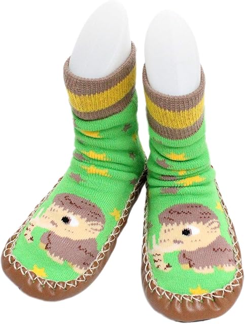 Baby Boy Indoor Striped Slippers Shoe Socks Moccasins Ancient Animals