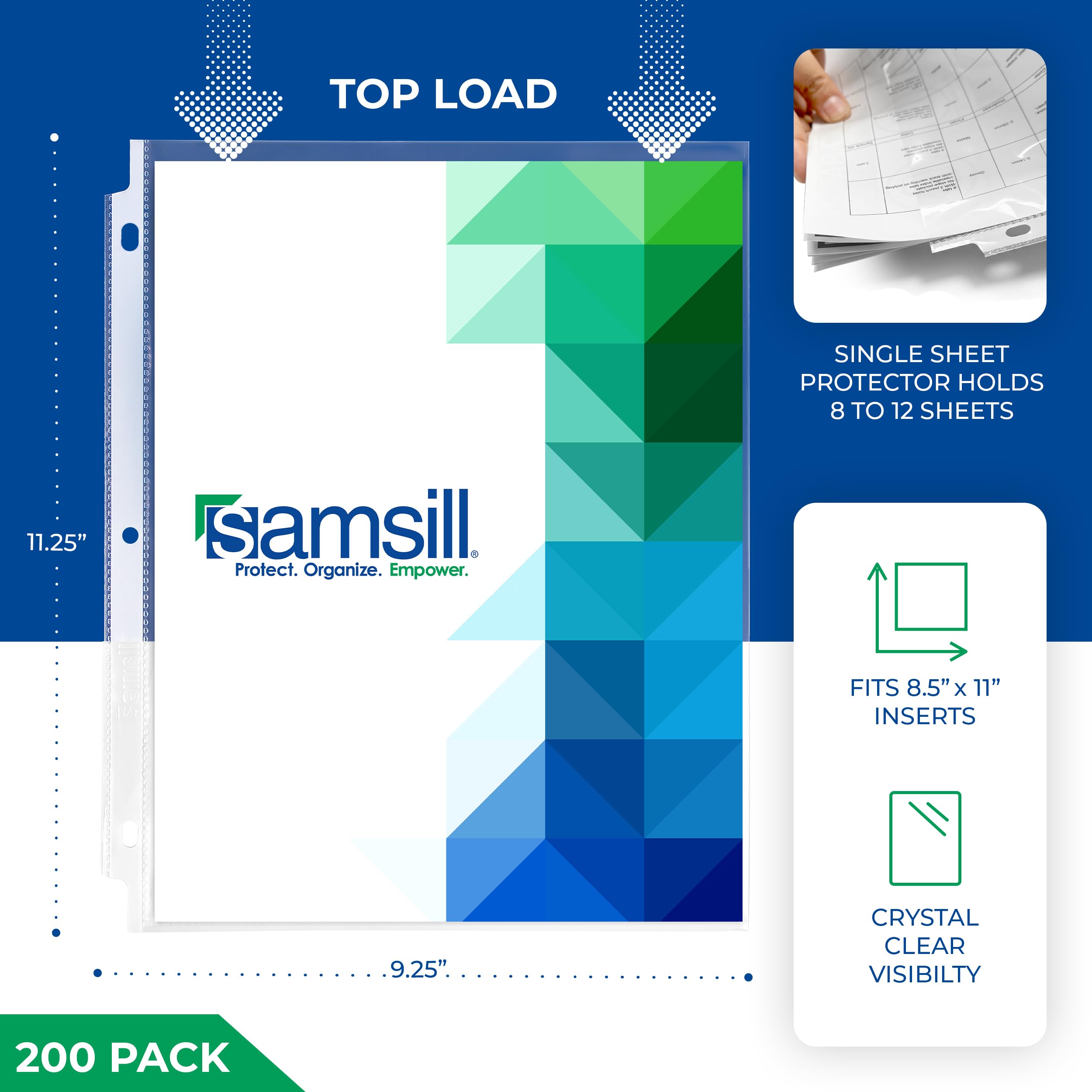 Samsill - Fundas protectoras, sin ácidos y seguros para archivar, de 21,8 x 27,8 cm, con abertura por la parte superior