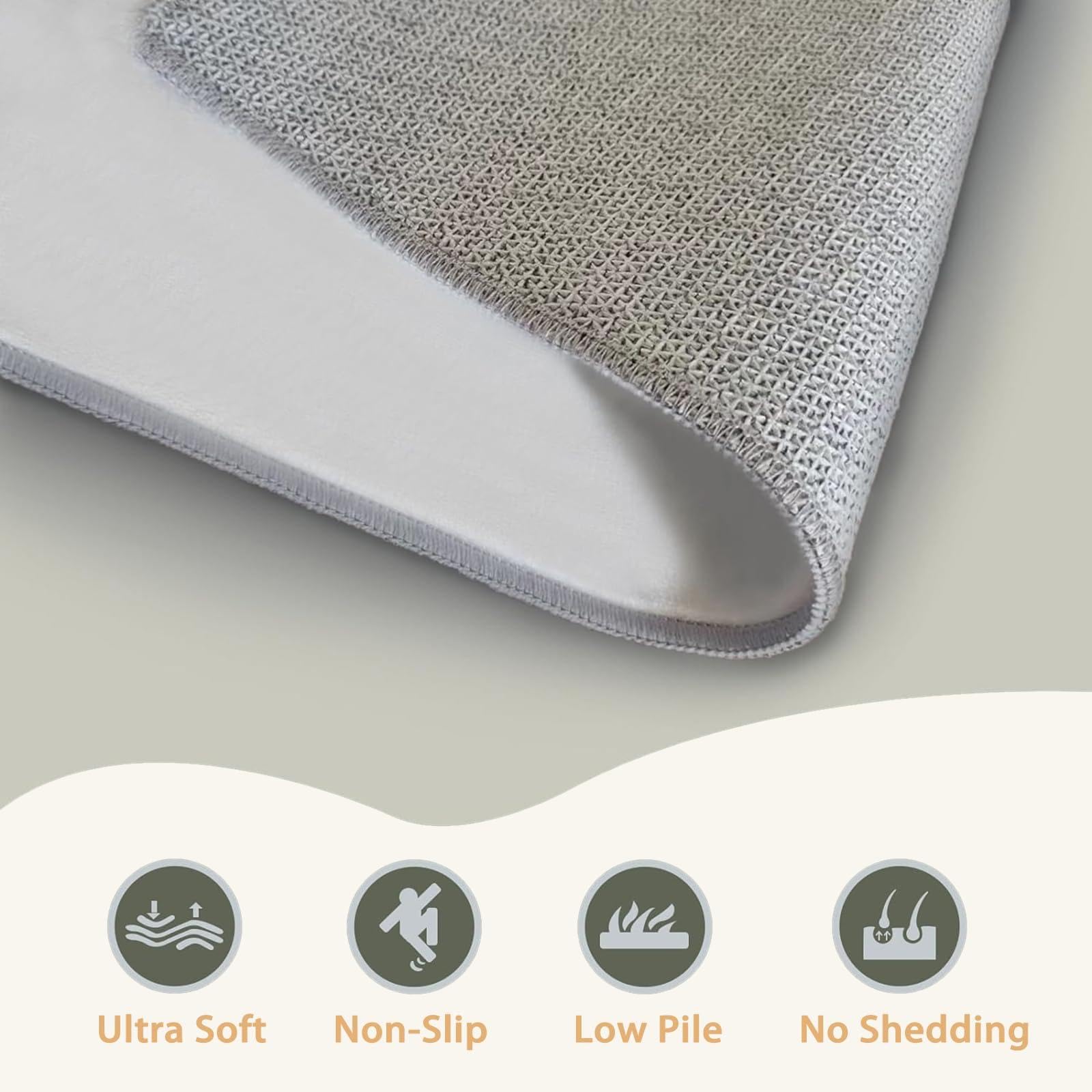 Tappeto antiscivolo Elegante trama floreale, tappeti lavabili Soggiorno Camera da letto 120x150cm Fiori e viticci Tappeti soffici a pelo corto, Decorazione tappeto per bambini verde salvia