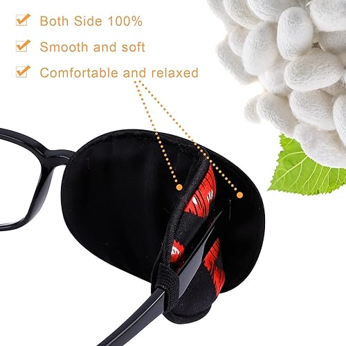 Miniatura 3 de eZAKKA Parches oculares para adultos, parche ocular para gafas para ojos perezosos, ambliopía, estrabismo y después de la cirugía (labios rojos +