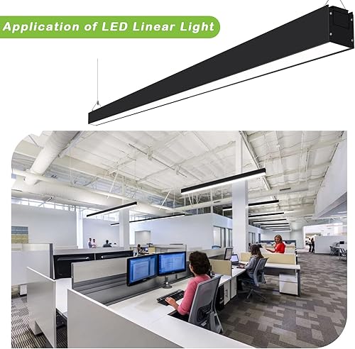 Miniatura 6 de Hykolity Luz lineal LED enlazable de 8 pies, 80W 9200lm 3000K4000K5000K CCT seleccionable, 0-10V regulable LED arquitectónico suspensión lámpara de