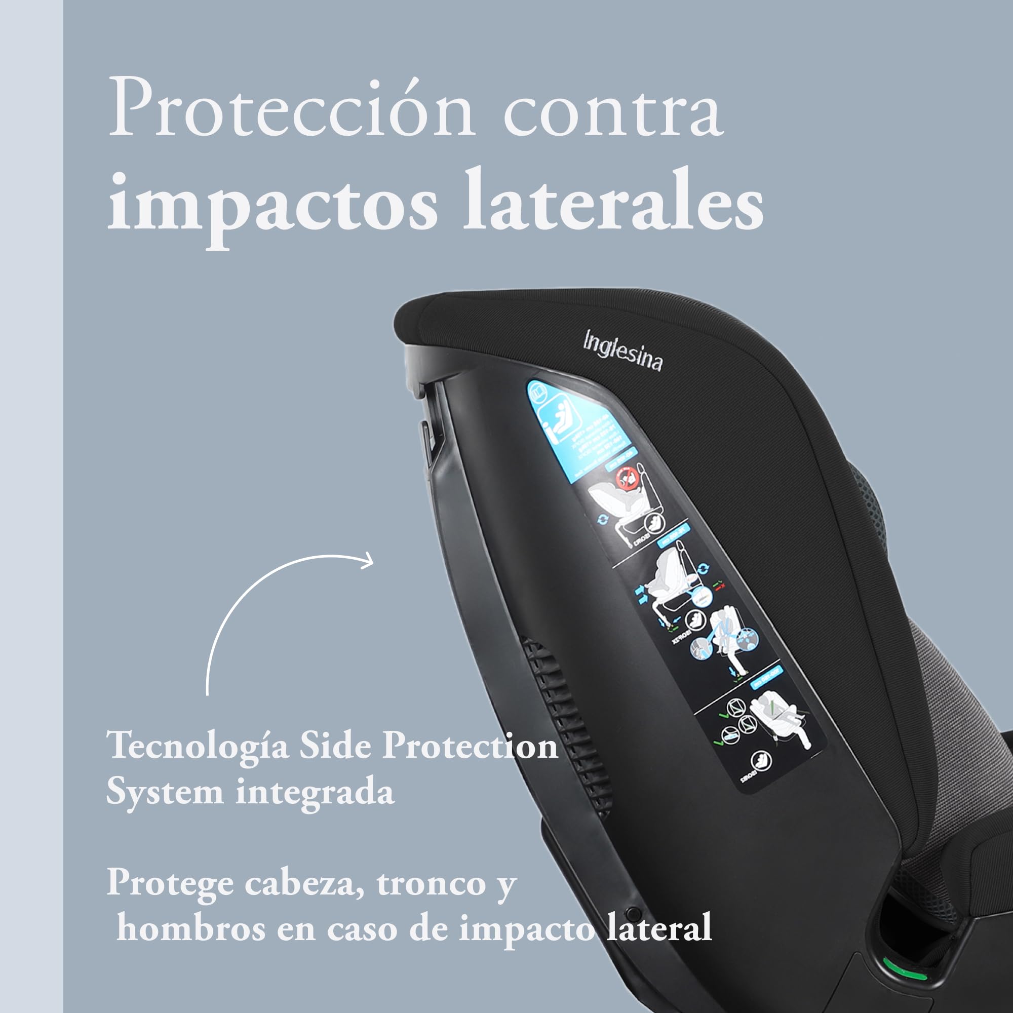 Inglesina Halley Pro, Black, Silla de Coche Giratoria 360° ISOFIX, de 0 a 12 Años (40-150 cm), Reclinable y Transpirable, Homologada ECE R129/03