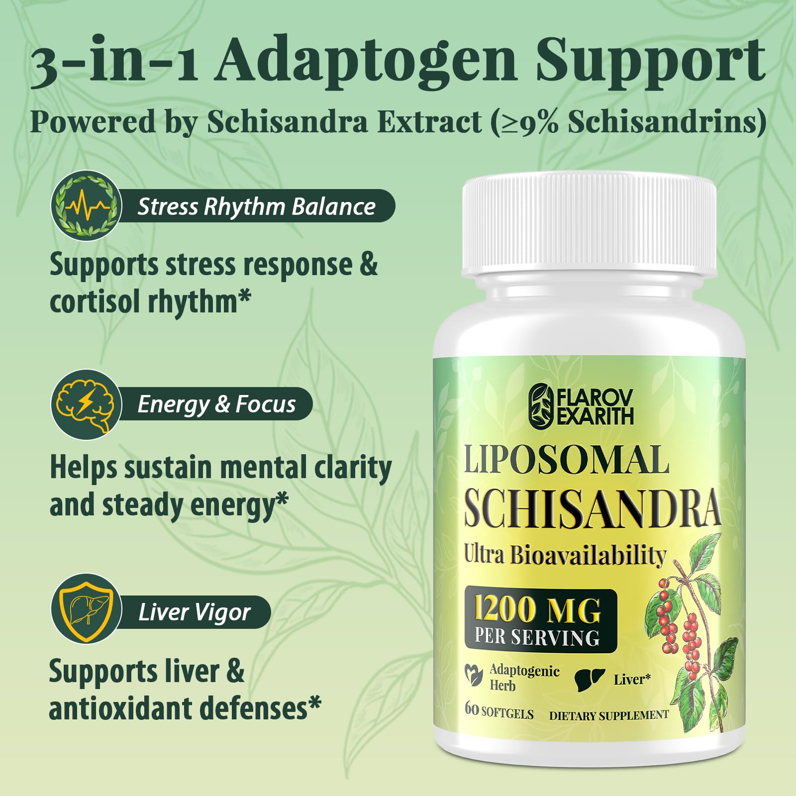 1200mg Liposomal Schisandra– Supports Healthy Cortisol Levels, 60 Softgels — Amazon image 3