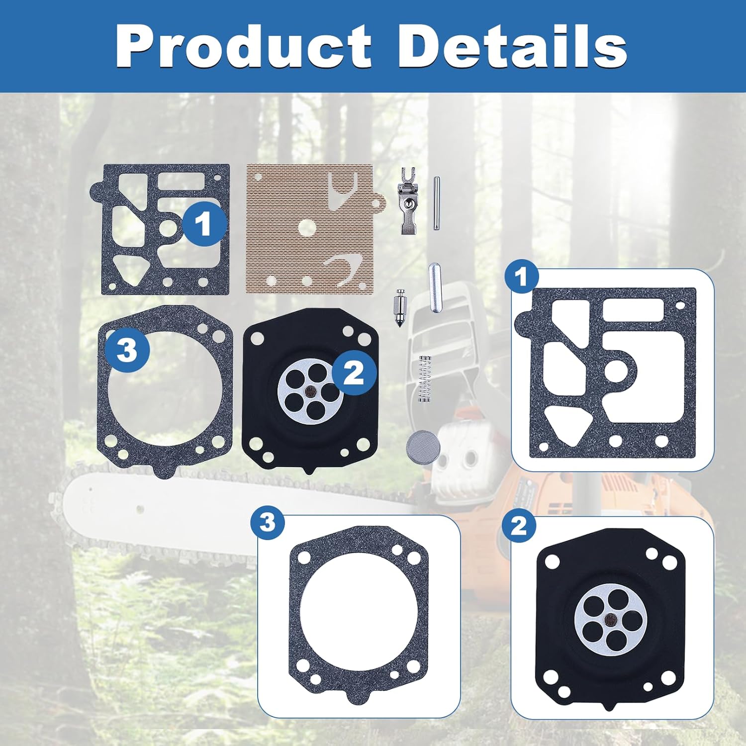 AUMEL 10 Pcs K10-HD Carburetor Repair Kit for Stihl MS461 MS441 MS440 MS361 MS341 046 044 MS390 039 MS290 029 MS280 MS270 Chainsaw BR340 BR380 BR400 BR420 BR420C Leaf Blower Replace for Walbro K10-HD