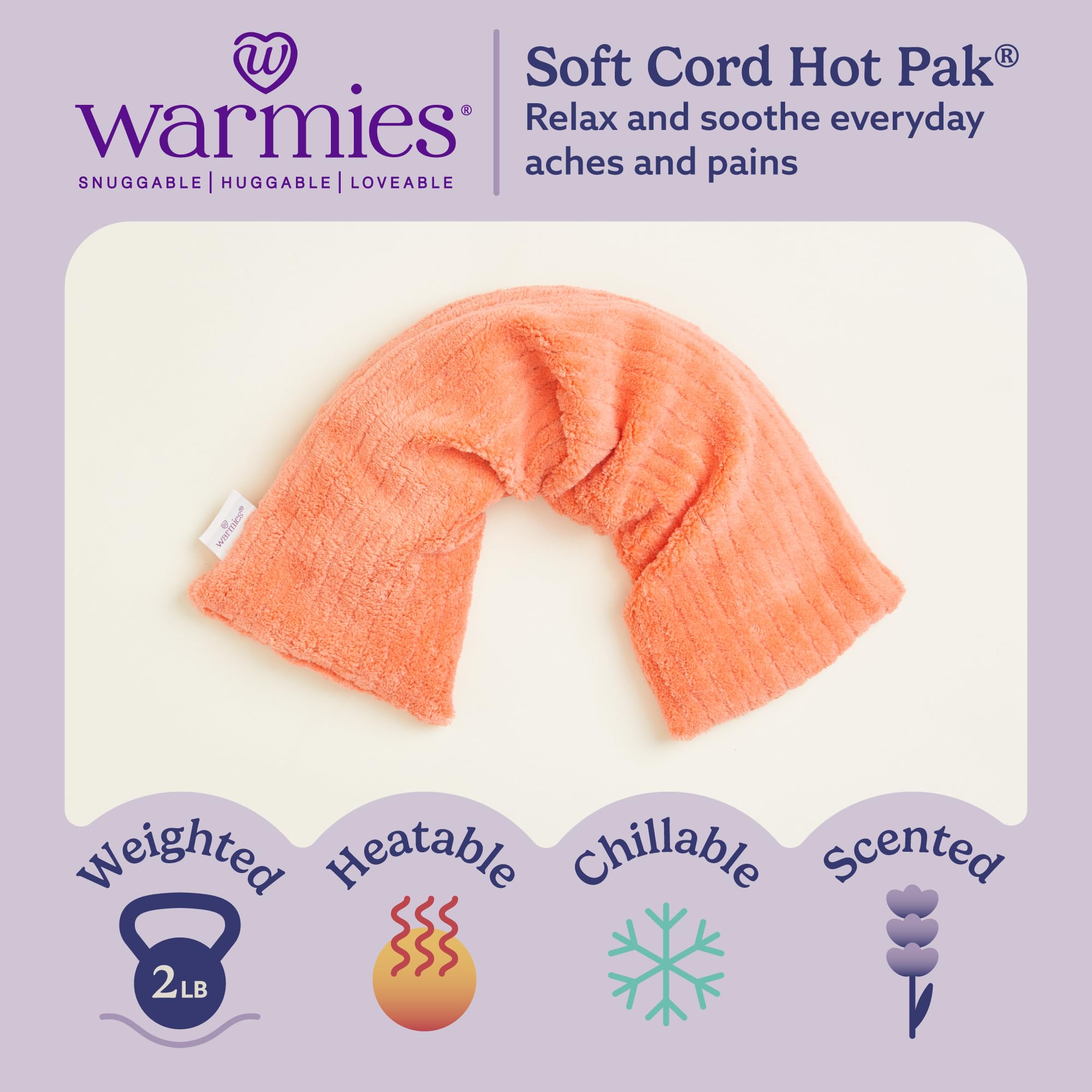 Warmies Original Microwavable Hot-Pak in Soft Cord Cover (Living Coral)