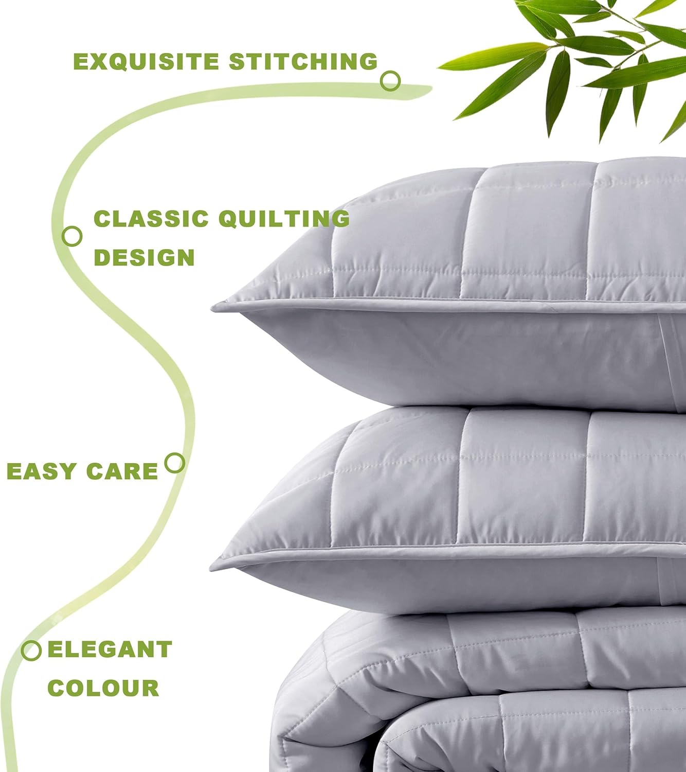 100% Viscose Derived from Bamboo Comforter,Twin/Twin XL Cooling Rayon Quilt Set,2-Piece All Season Bedding with 4-Inch Box Stitching,Breathable Duvet Insert with Corner Loops, Silver Grey