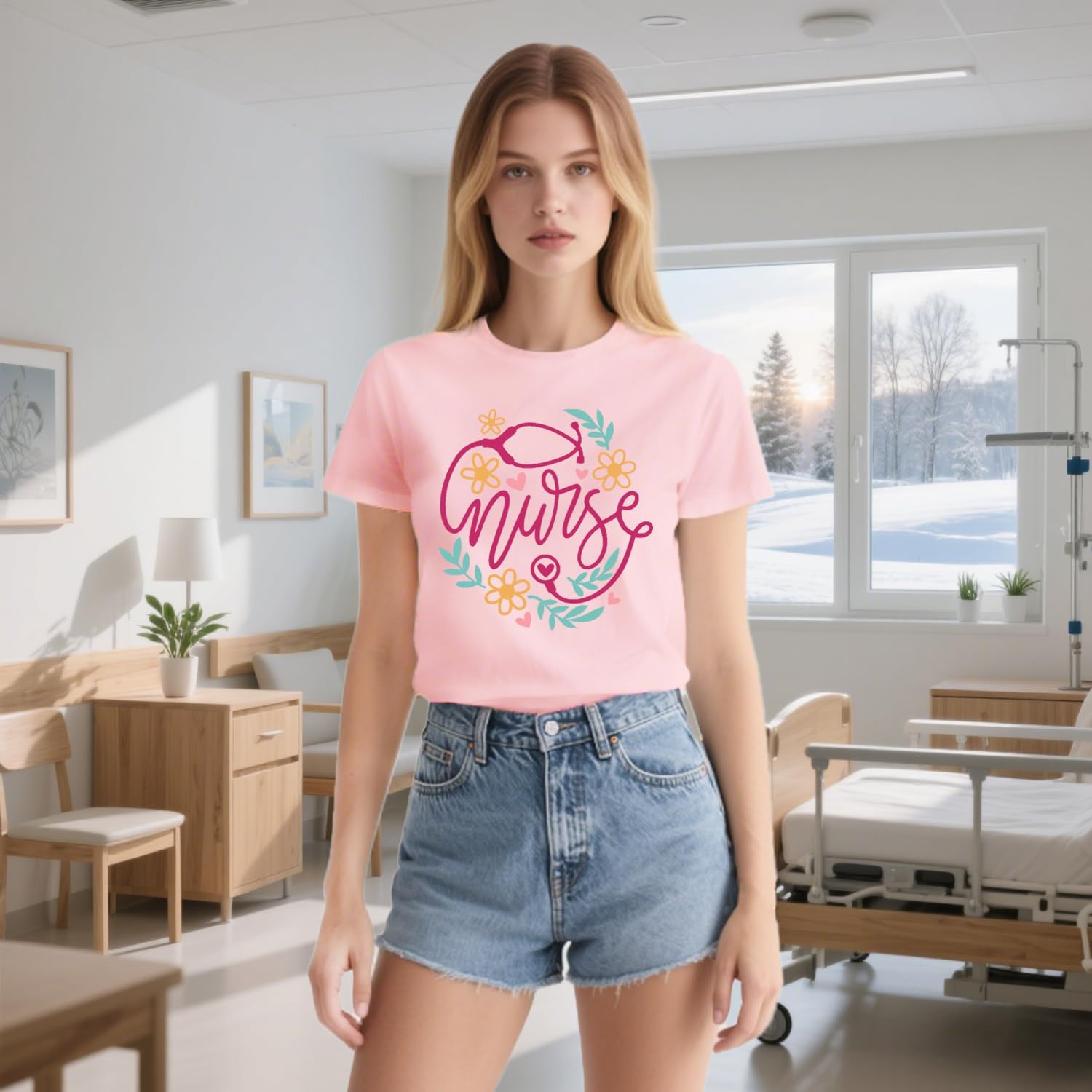 Womens Nurse Shirts School Nurse T-Shirts Nursing Life Tee Tops - Image 3