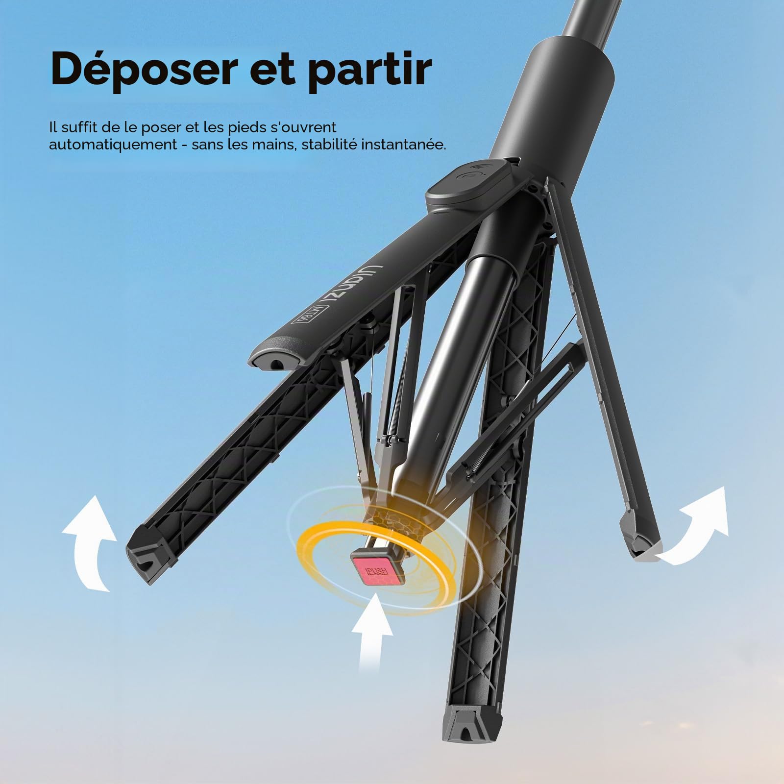 ULANZI MT86 Trépied Téléphone 150cm -[Ouverture Automatique]- Support Smartphone à Quatre Pieds avec Sabot Froid, Perche à Selfie Bluetooth en Aluminium, Pince Réglable pour iPhone 17-12 Samsung
