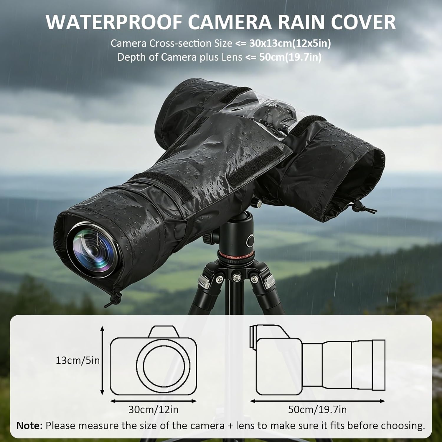 Professional Waterproof Camera Rain Cover,Universal DSLR Camera Protector for Outdoor Photography with Anti-Fog Window and Lens-Change Access,Fits Canon Nikon Sony in Rain,Snow,Dust