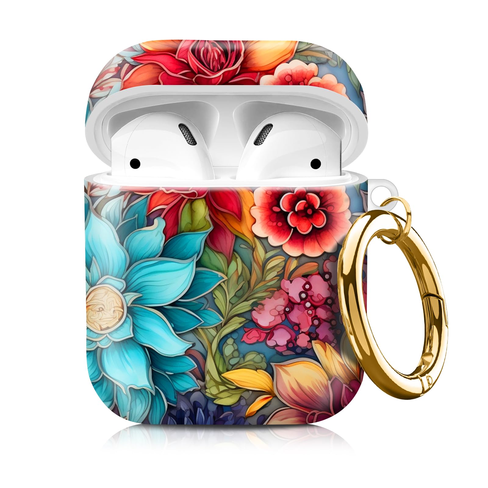 ATYOMG Compatible with AirPod 1/2 Case Cover with Golden Keychain, TPU Protective Shockproof Case for AirPod 1st&2nd Generation for Girls Women（