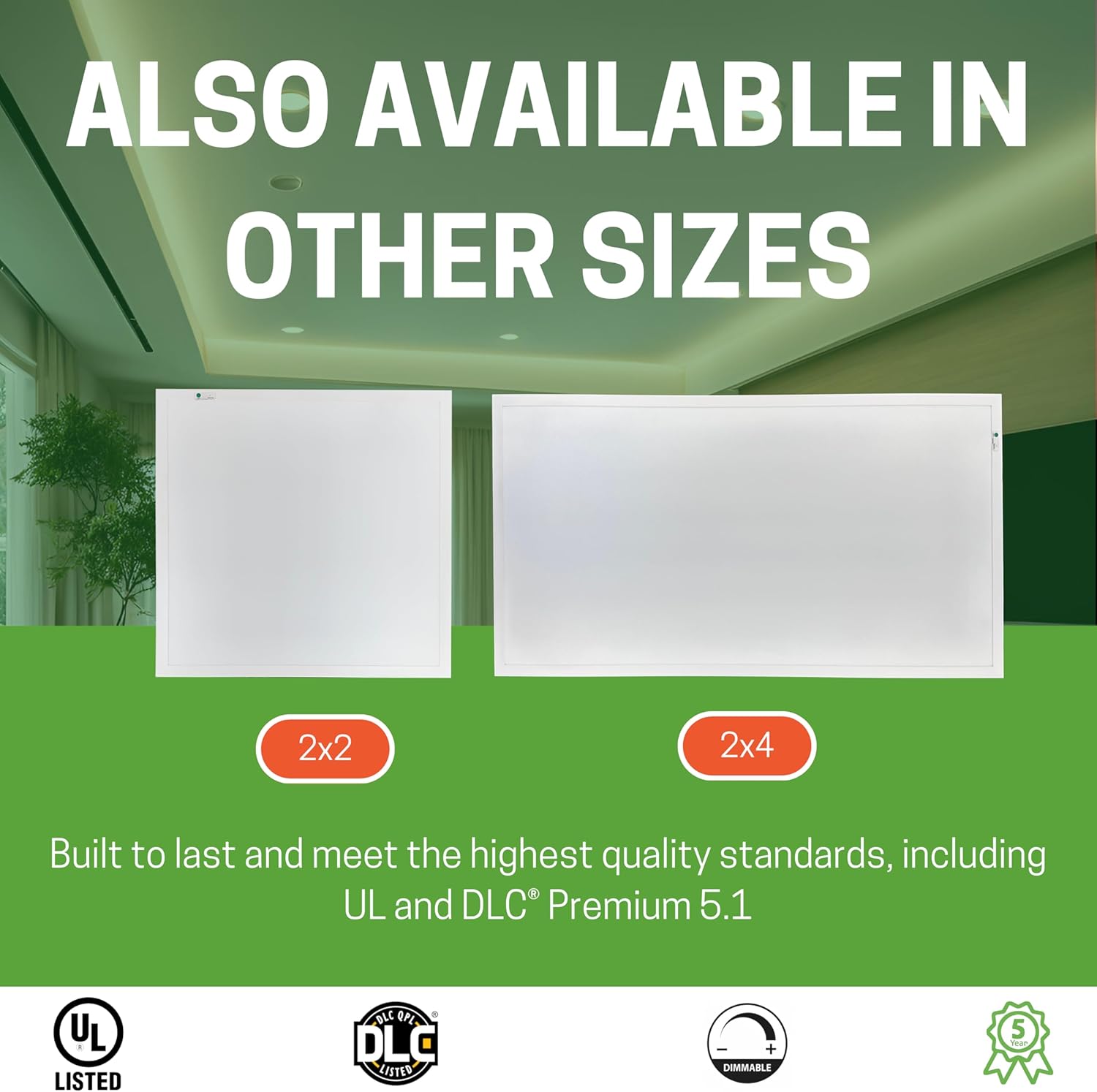 E2 LIGHTING 2 Pack 2X4 LED Flat Panel Light with Emergency Battery Backup 30W-40W-50W Wattage Selectable 3500K-4000K-5000K