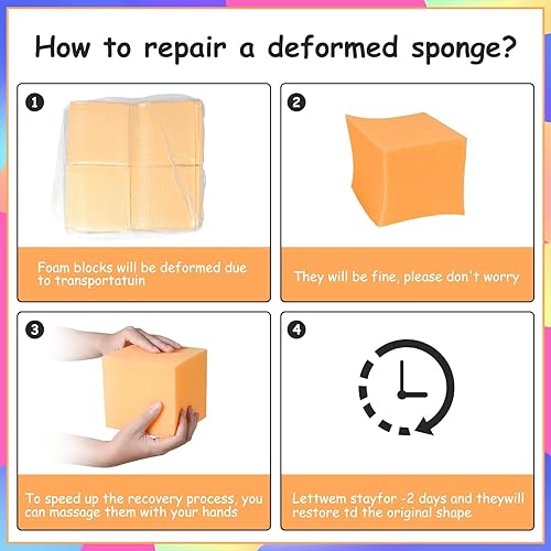 Miniatura 4 de TRENDBOX 48 bloques de espuma de 5 x 5 x 5 pulgadas, cubos de esponja, cubos de espuma para hoyos, bloques de esponja para parque de atracciones