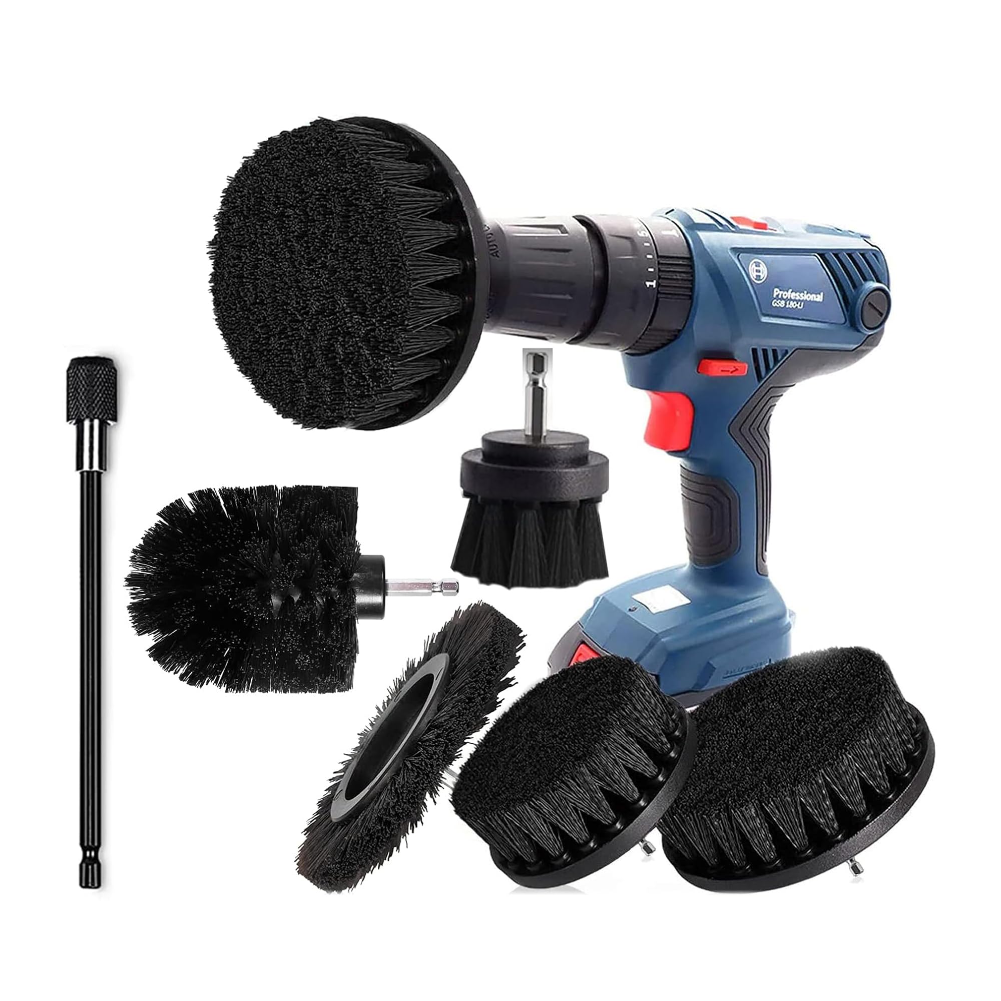Brush Attachment Drill Set 6 Pieces Extended Drill Brushes Attachment Cleaning Brush Rim Brush Scrubber Cleaning Brush Kit for Rims, Bathtub, Tiles, Kitchen, Car, Sofa Corners & Grill