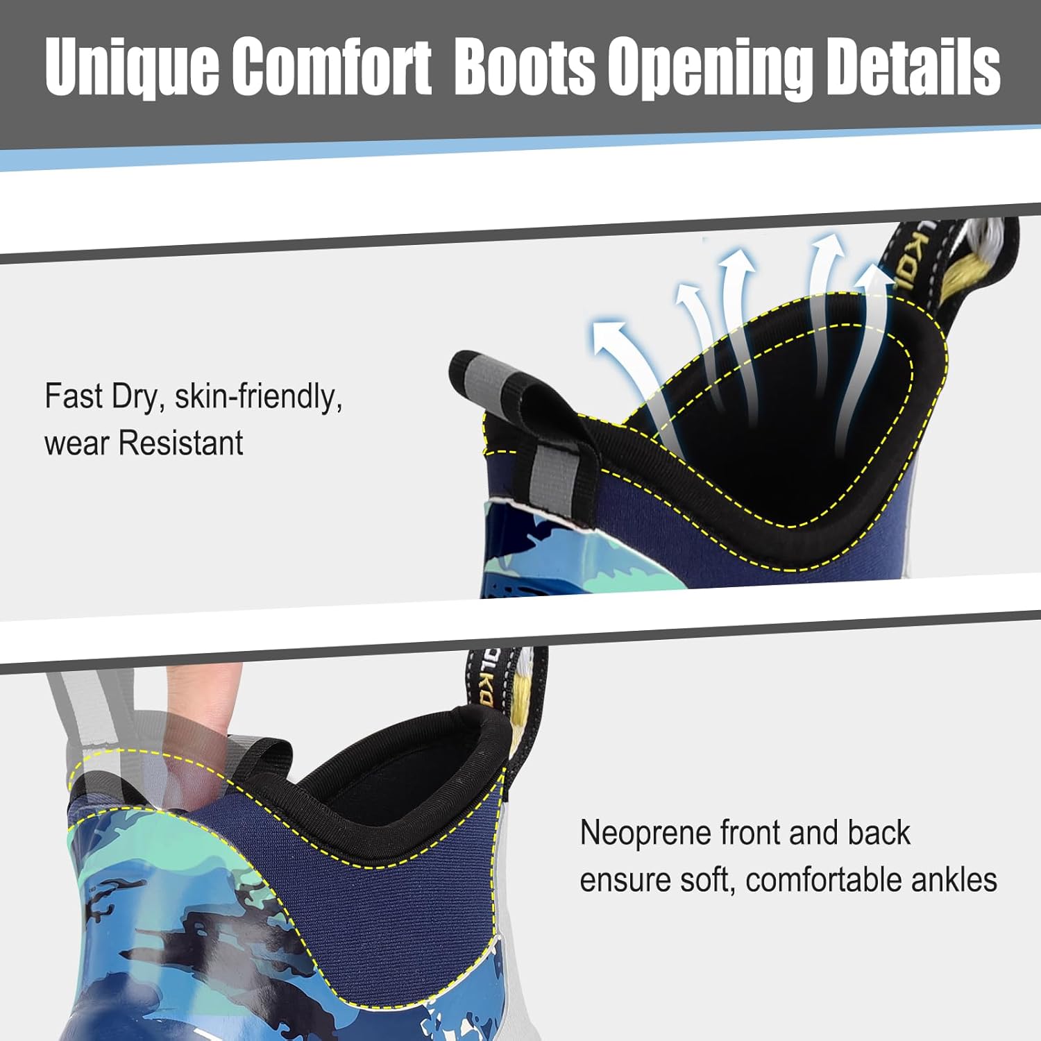 Kalkal Women's Deck Boots, Waterproof Ankle Rain Boots Fishing Boots with High Traction, Women's Rubber Boots For Gardening Fishing Boating Camping - Image 3