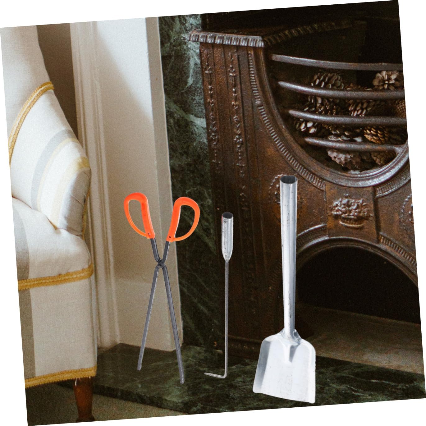 Winter Fireplace Tool with Ergonomic Coal Shovel Fire Hook and Fire-Poker for Indoor and Outdoor Fireplaces Lightweight Fire Pit Accessories