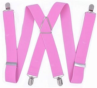 xcbdf Digno Suspensores de Hombres de Moda 3.5cm Ancho 4 Clips y Tirantes Unisex Tirantes Negros for Adultos Cómodo (Color : Pink)