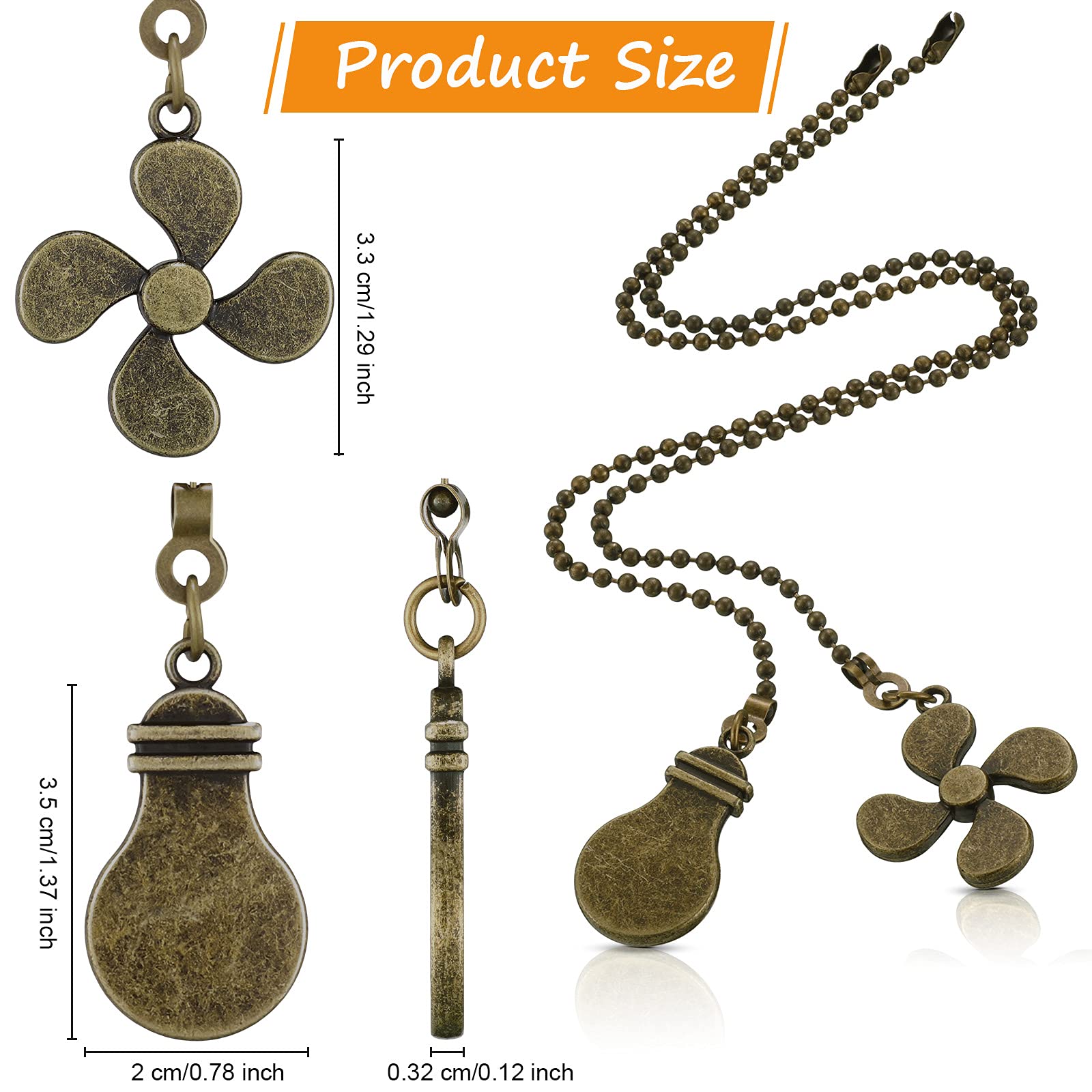 Ceiling Fan Pull Chain Extenders - 8 Pack Bronze -2
