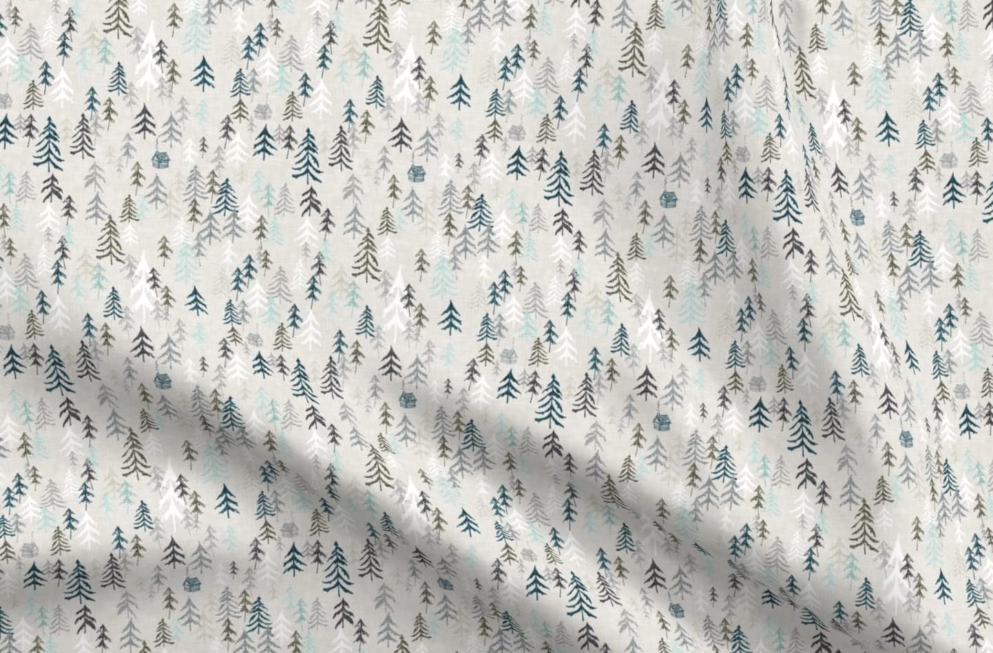 Spoonflower Fabric - Earth Woods Forest Trees Pine Woodland Neutral Boy Printed on Organic Cotton Sateen Fabric by The Yard - Sewing Quilting Apparel Home Decor