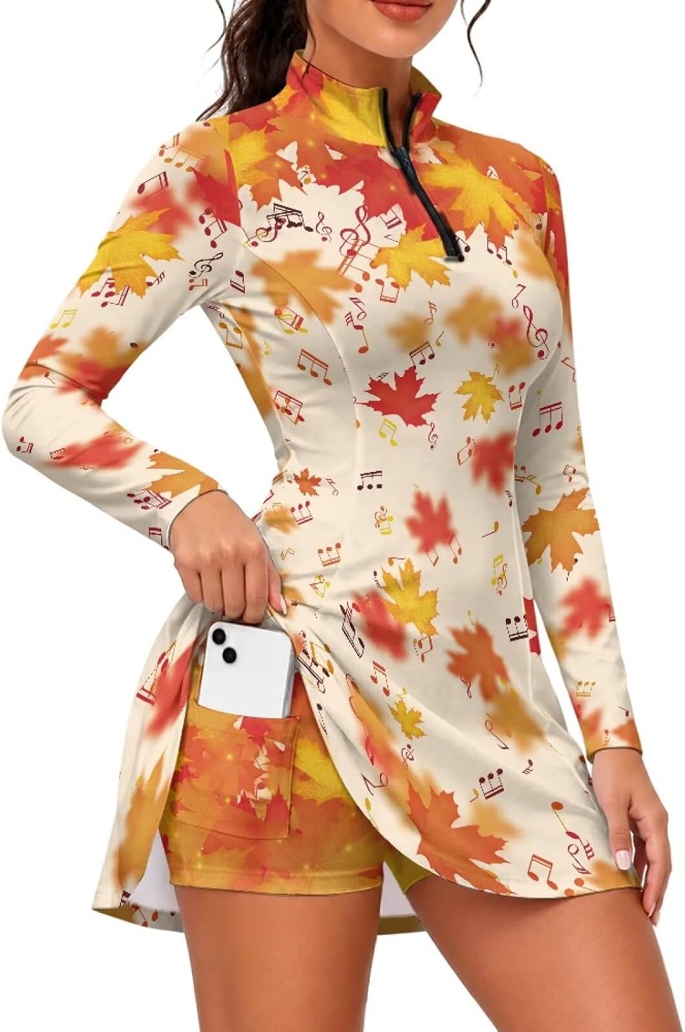 AFPANQZ 2026 Long Sleeve Athletic Dress 1/4 Zip Casual Golf Dress for Women