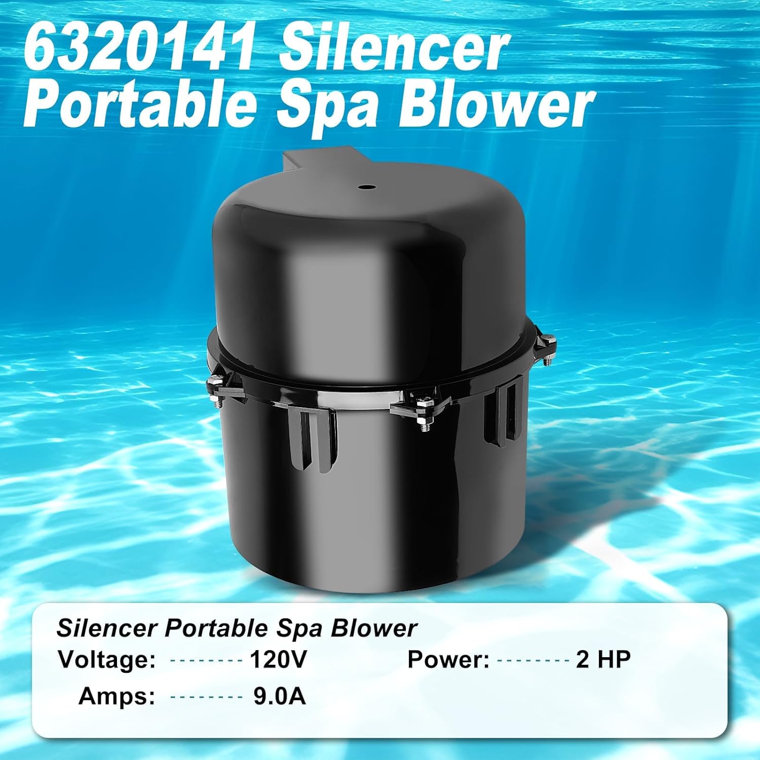 6320141 Silencer Blower Motor, 2HP 120V 9.0 Amps, High-Performance Compatible Hot Tubs and Spa