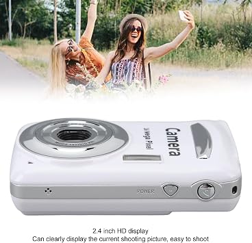 Digital Camera for Photography 16MP Vlogging Camera with 2.4 Inch Screen Compact Travel Camera with 16x Digital Zoom Auto Focus Anti Shake for Beginners (White)