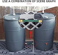 Vista 7 de WADEO Rain Barrel Connector Kit Pack of 2, Rain Barrel Linking Kit with Two 12 Inch Hoses and Four Copper Plating Bulkhead Tank Fittings（Green）