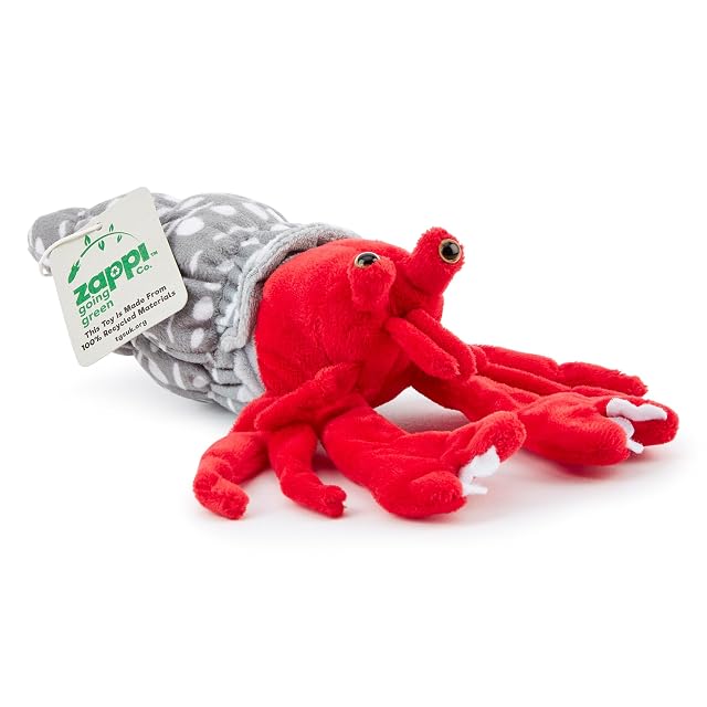 Zappi Co Peluche 100% Reciclado de Cangrejo ermitaño (20cm de Ancho) Suave, Mullido, ecológico