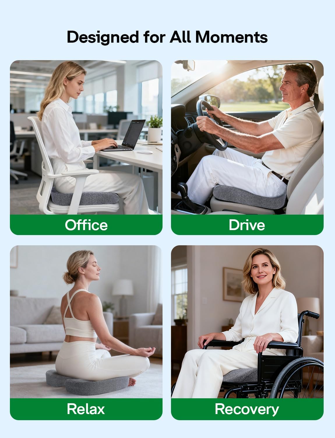 Medisana Gel Wheelchair-Seat-Cushions for Pain Relief, GC 100 Cooling-Cushions for Tailbone, Sciatica, Back & Hip Support and Pressure Sore, Ergonomic Office Chair Cushion for for Seniors and Adults