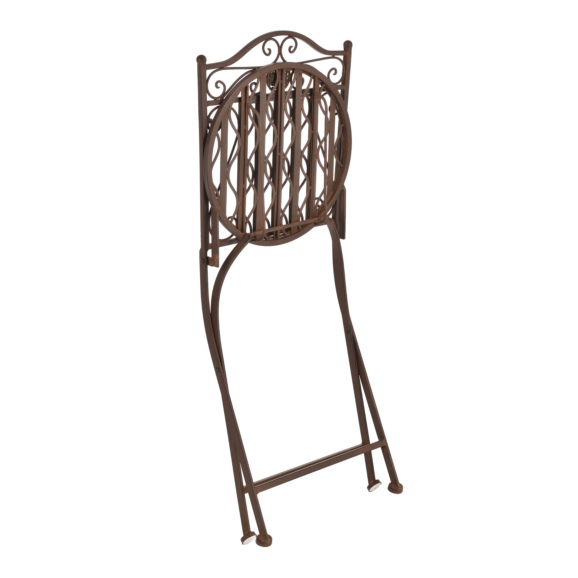 [en.casa] Bistroset Biella Balkonset 3-TLG. Bistrotisch mit 2 Stühlen Essgruppe Sitzgruppe Metall Gartenmöbel Set Balkonmöbel Gartenset klappbar Gartengarnitur Edelrost-Braun