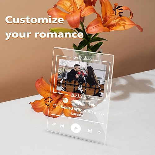 Miniatura 10 de Placa personalizada de Spotify  Canción acrílica personalizada con cubierta de álbum de fotos  Luz nocturna LED grabada con imagen  Regalos