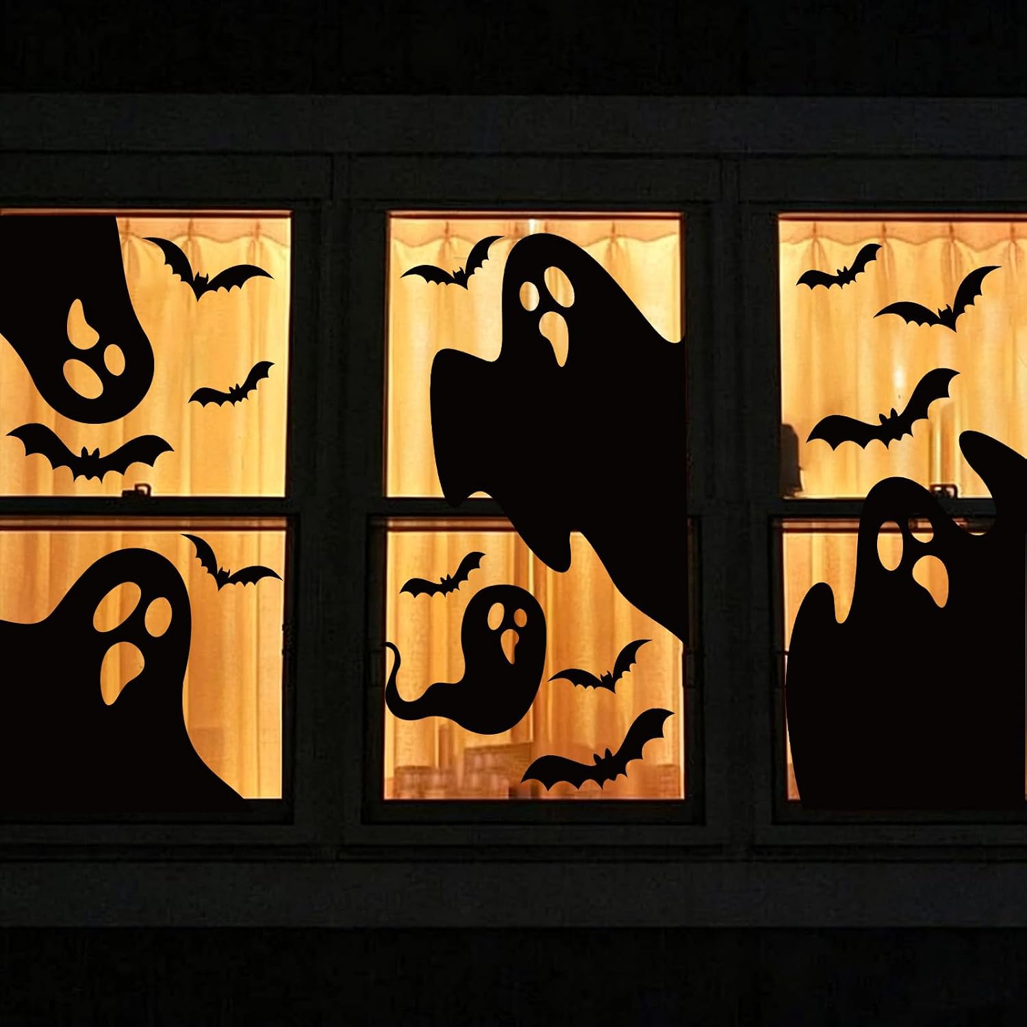 Large Halloween Window Clings Decorations Extra Large Ghost Silhouette Scary Black Ghost Decorations Window Decals for Windows