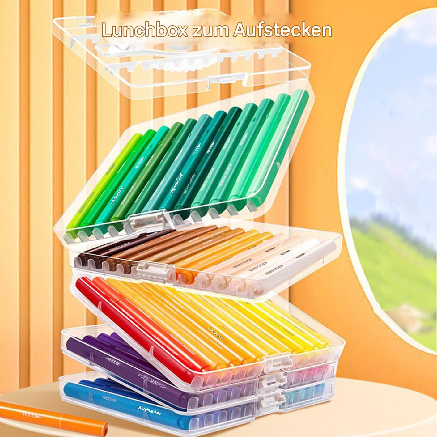 Generisch Markery akrylowe, 60 sztuk, farby do tkanin z nadającymi się do prania, do płótna, metalu, ceramiki, papieru, klasy, uczniów, dorosłych, wielokolorowych