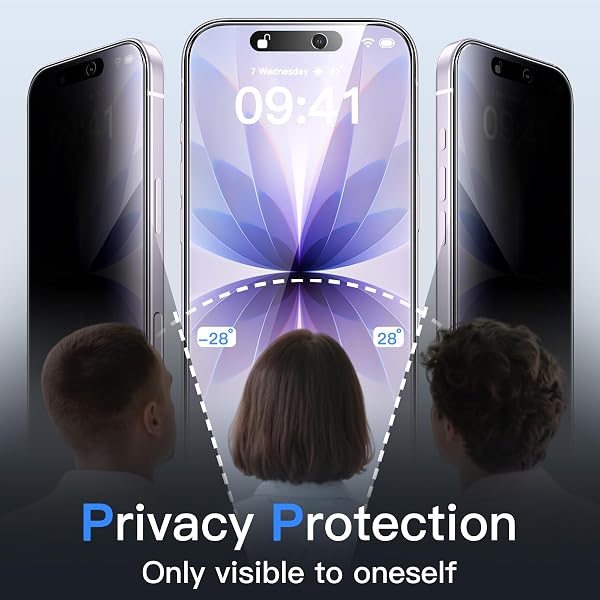 JETech Sichtschutz für iPhone 17 6,3 Zoll, Anti-Spy Gehärtete Glas Schutzfolie mit Einfachem Installationswerkzeug, 2 Stück - 2