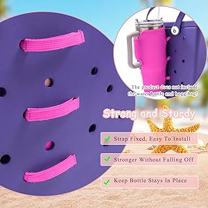 Bogg Bag Cup Holder for Stanley Cup Holder 40 oz Water Bottle Holder Adjustable Drink Organizer Accessories Compatible with All Bogg Bag and Simple Modern Beach Tote (Rose Red)