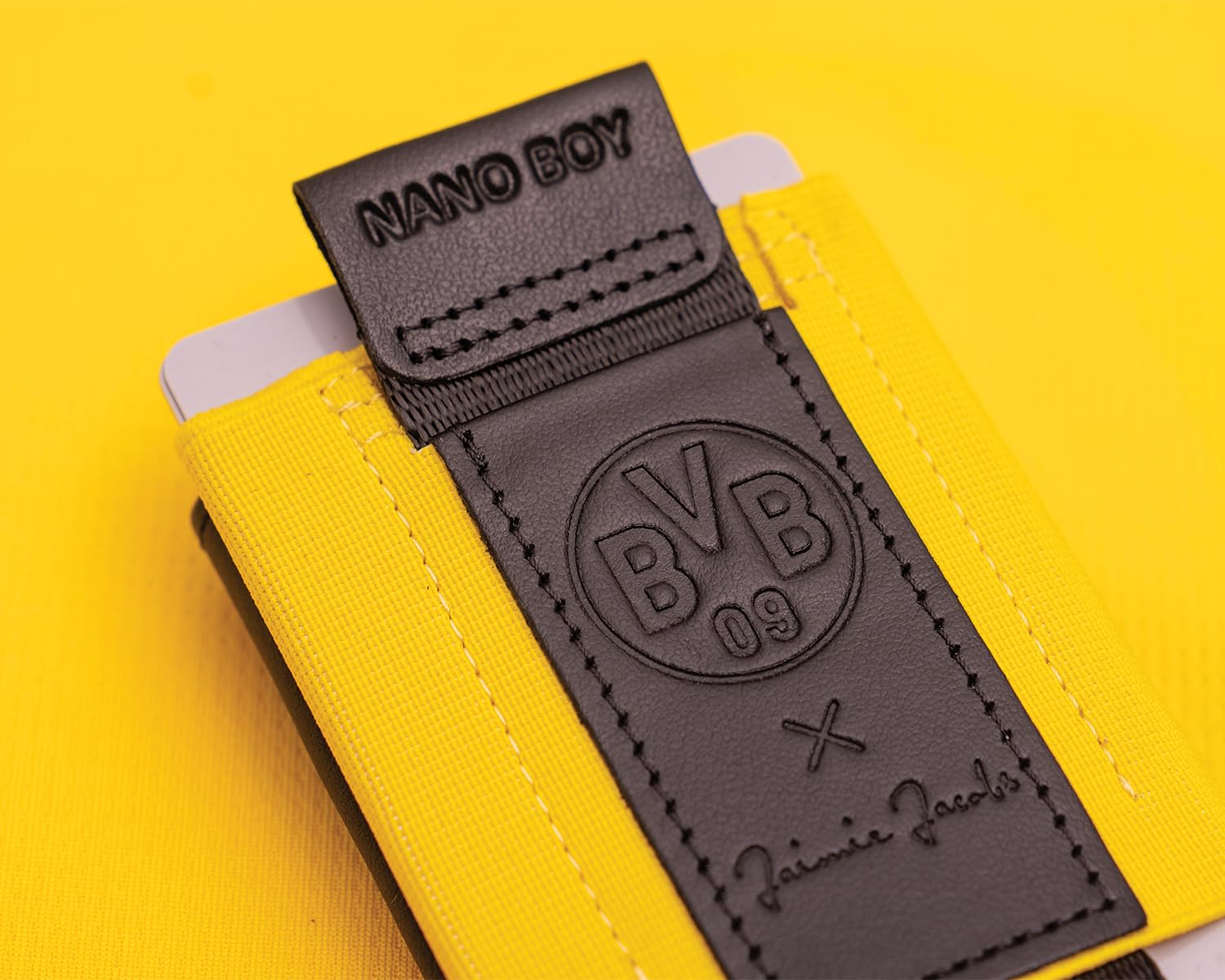 Jaimie Jacobs Borussia Dortmund X Nano Boy Mini Wallet BVB Fanartikel kleine Geldbörse aus Textil, Kartenetui für Herren und Damen (BVB Schwarzgelb)