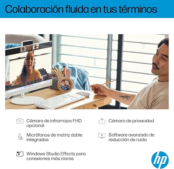 HP 27-cr2002ss - Ordenador de 27" Full HD con Cámara, Teclado y Ratón Inalámbricos (Intel Core Ultra 5 225U, 32GB RAM, 1TB SSD, Intel UHD Graphics, Windows 11) Blanco - Teclado QWERTY Español - 4