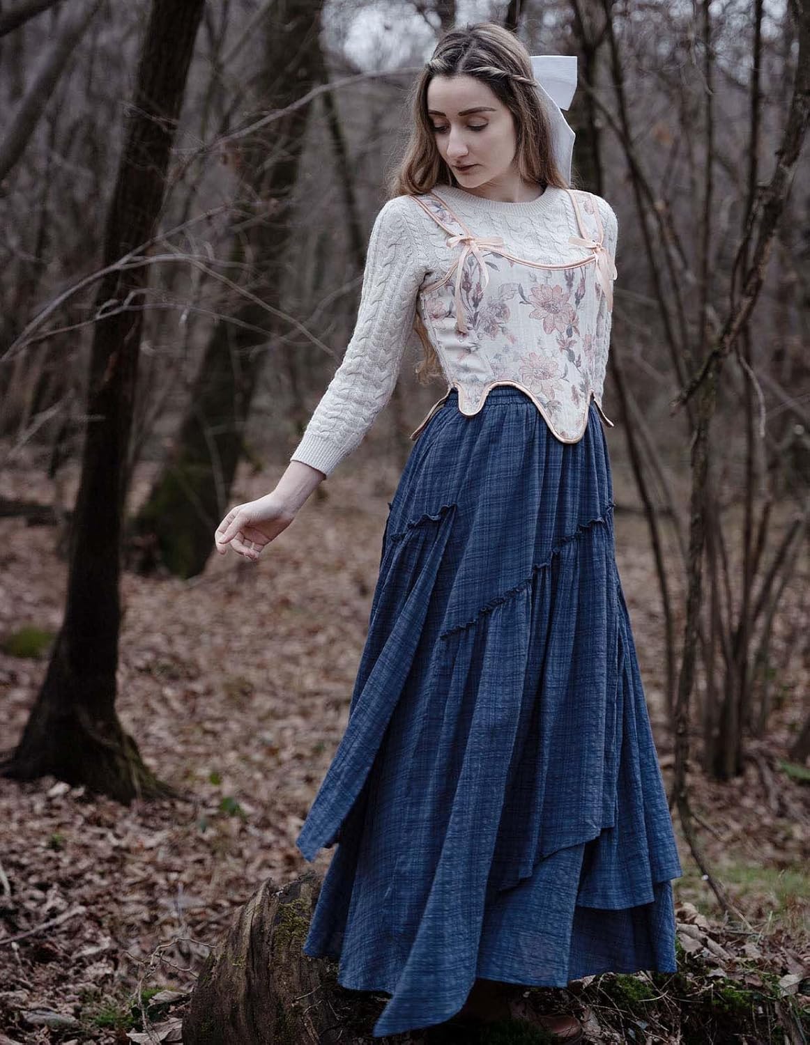 Scarlet Darkness Long Skirts for Women Renaissance Costume Pirate Maxi Skirt Plus Size with Pockets - Image 3