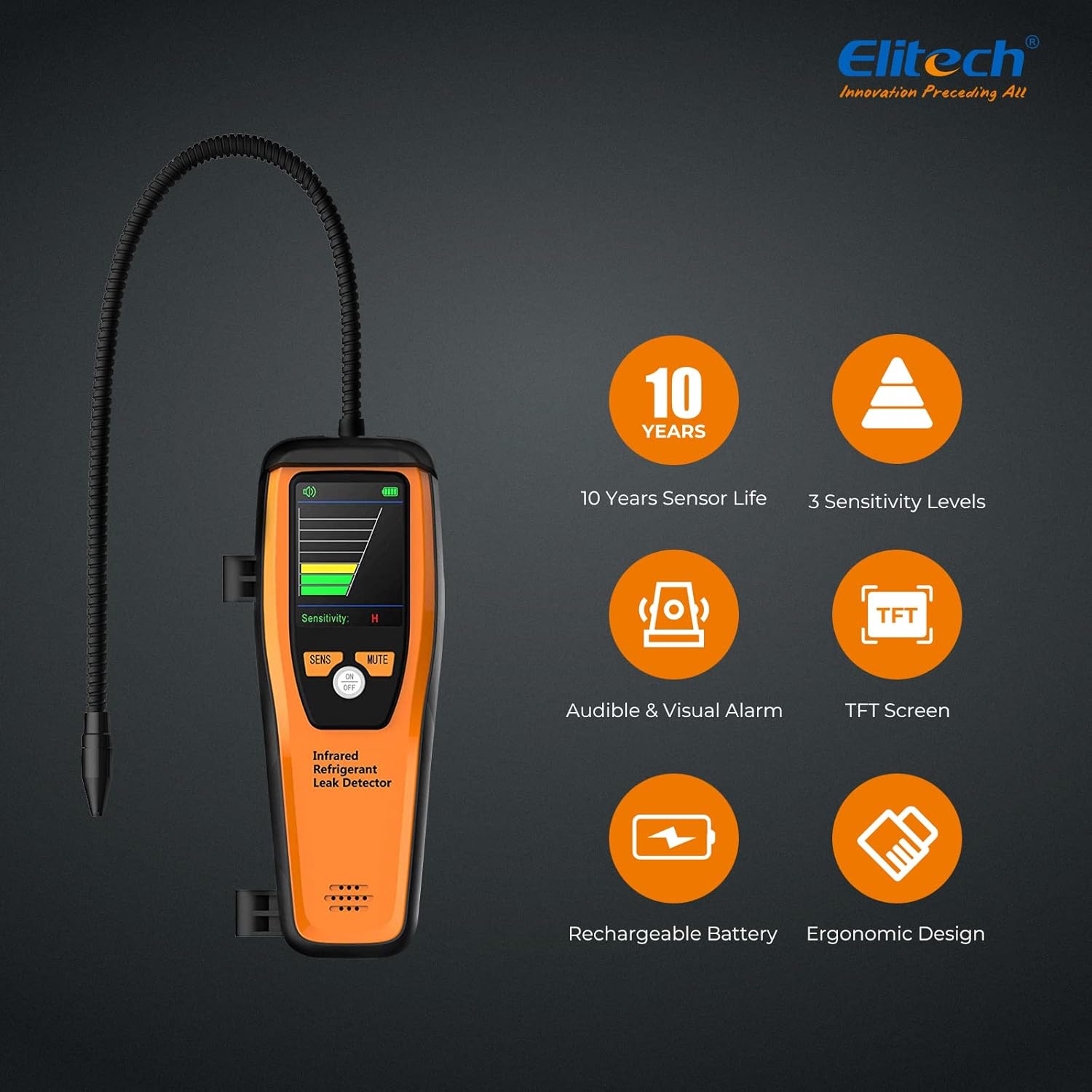 Elitech HVAC Refrigerant Leak Detector 10 Yrs Infrared Sensor Life Halogen Freon Sniffer, Air Conditioning Detection, Automotive Gas Finder, R22 R410A R134A R1234YF CFCs HCFCs HFCs, ILD-100 : Automotive