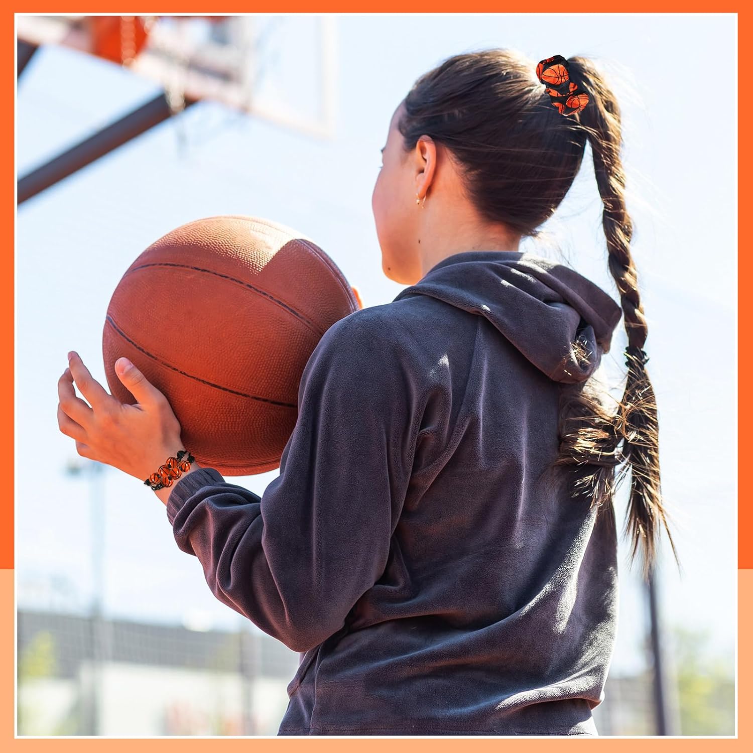 48 Pcs Basketball Party Favors Gifts for Teen Girls Basketball Makeup Bag for Girls Lipstick Holder Keychain Scrunchie Charm Bracelet Women Team Party Decor Supplies - Image 5