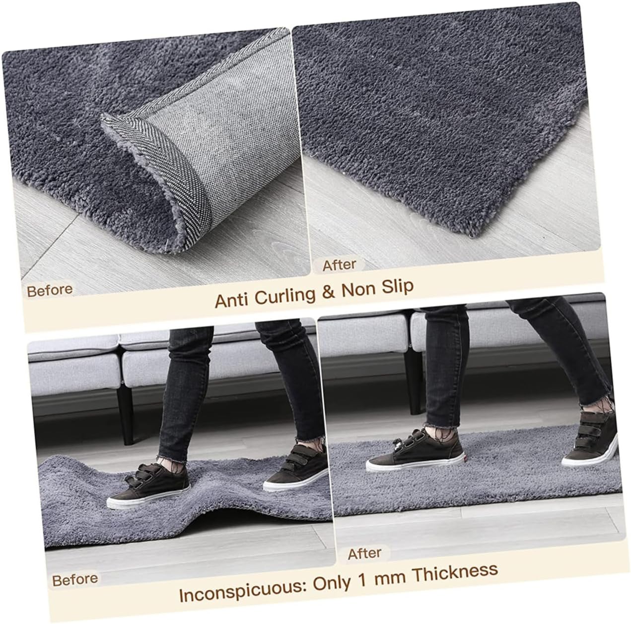 12pcs Non Slip Square Carpet Pads for Secure Placement Hardwood Tile More Prevent Curling Sliding Easy Installation for Home Office Use