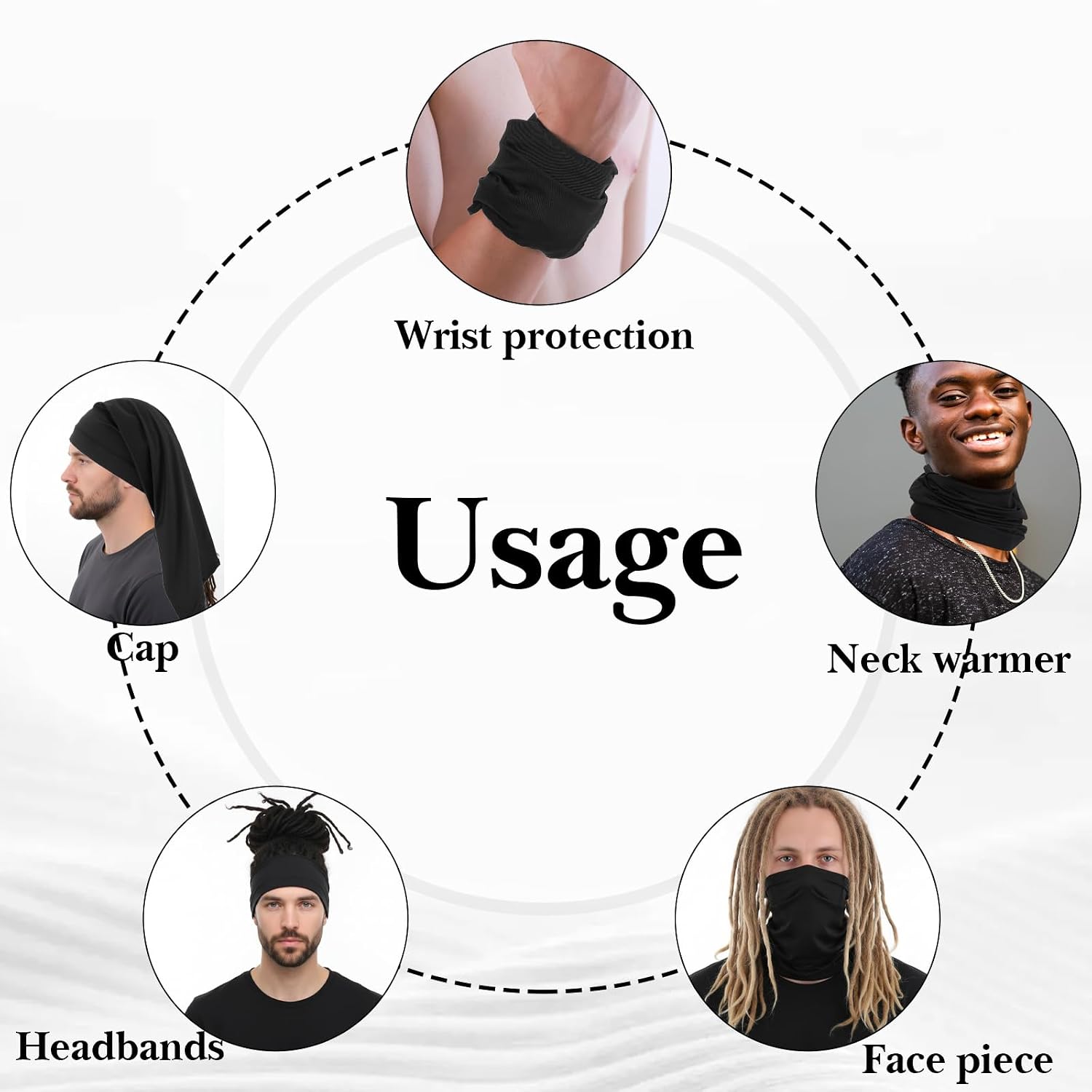 3pcs Dread Caps For Men, Dreadlock Tube Socks For Long Braids