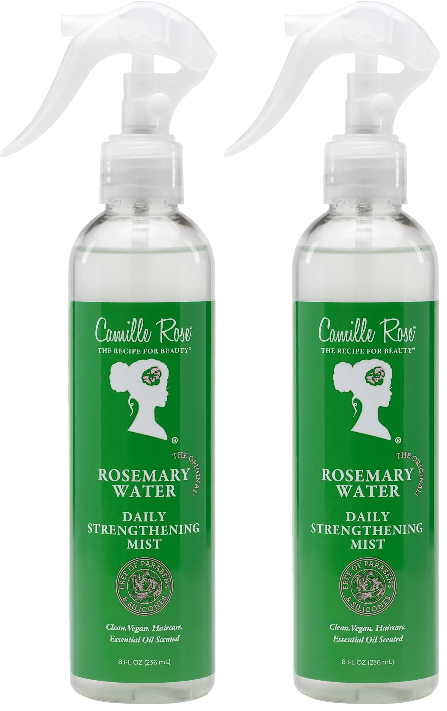 Camille Rose Rosemary Water Daily Strengthening Mist, with Peppermint and Rosemary Essential Oils to Strengthen Strands and Promote Hair Growth, for all Hair Types, 8 fl oz (Pack of 2)